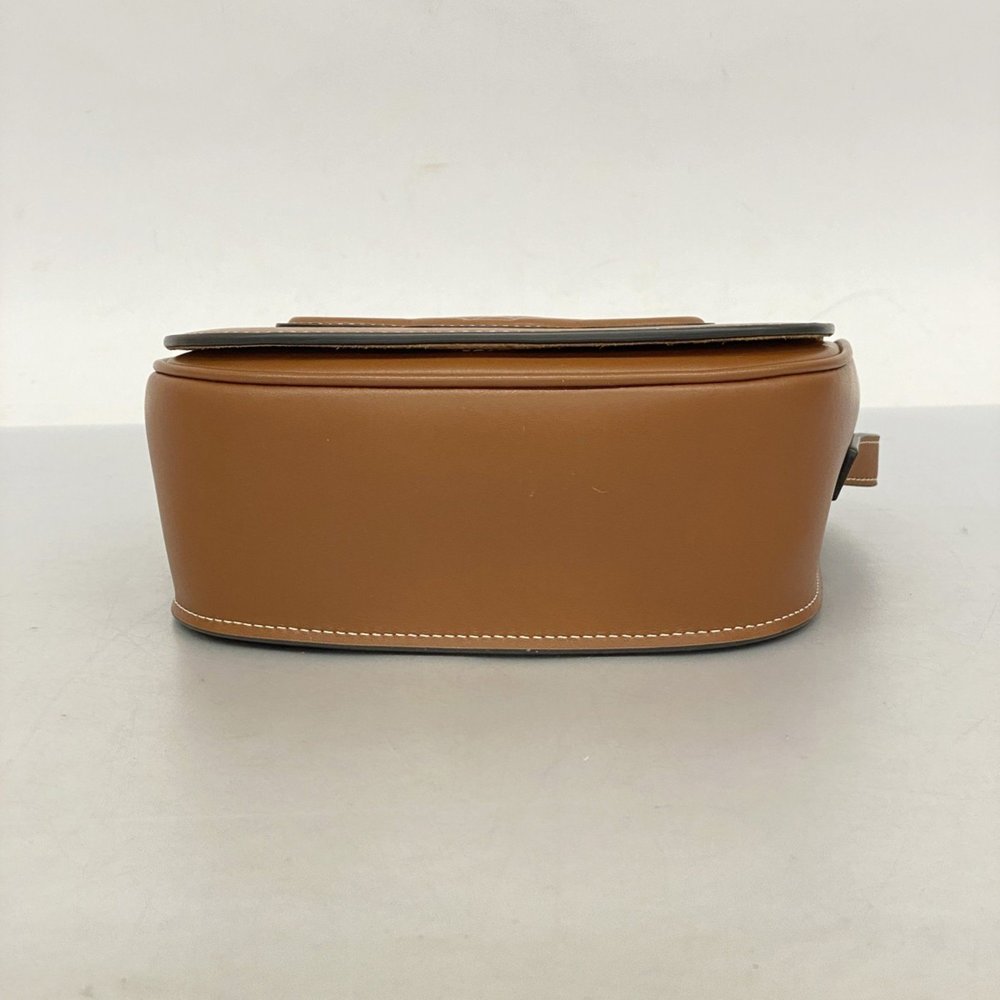 Celine Shoulder Bag Triomphe Folco Cuir Leather Brown Women's - Picture 3 of 8